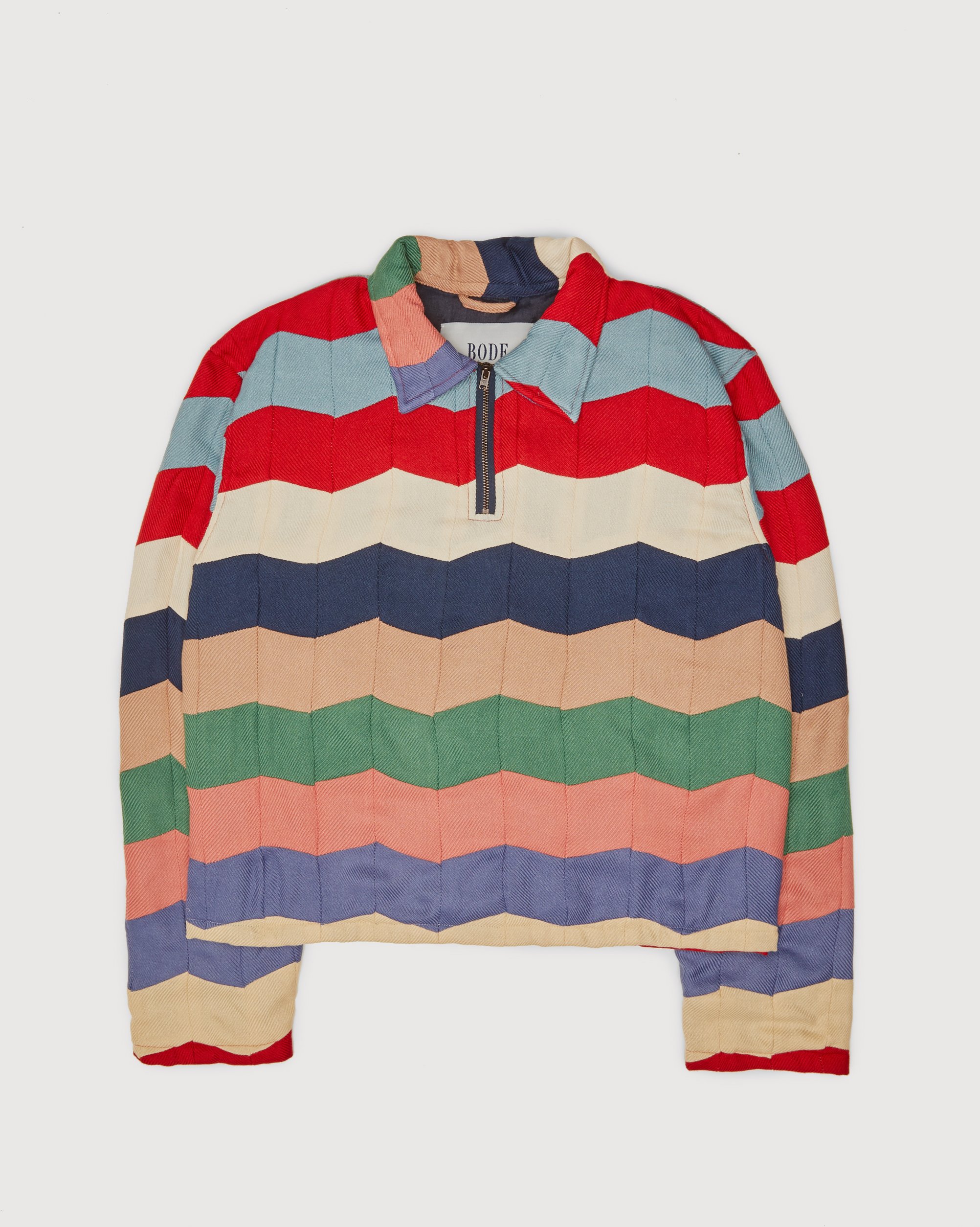 bode – Chevron Quilt Zip Pullover Multi | Highsnobiety Shop