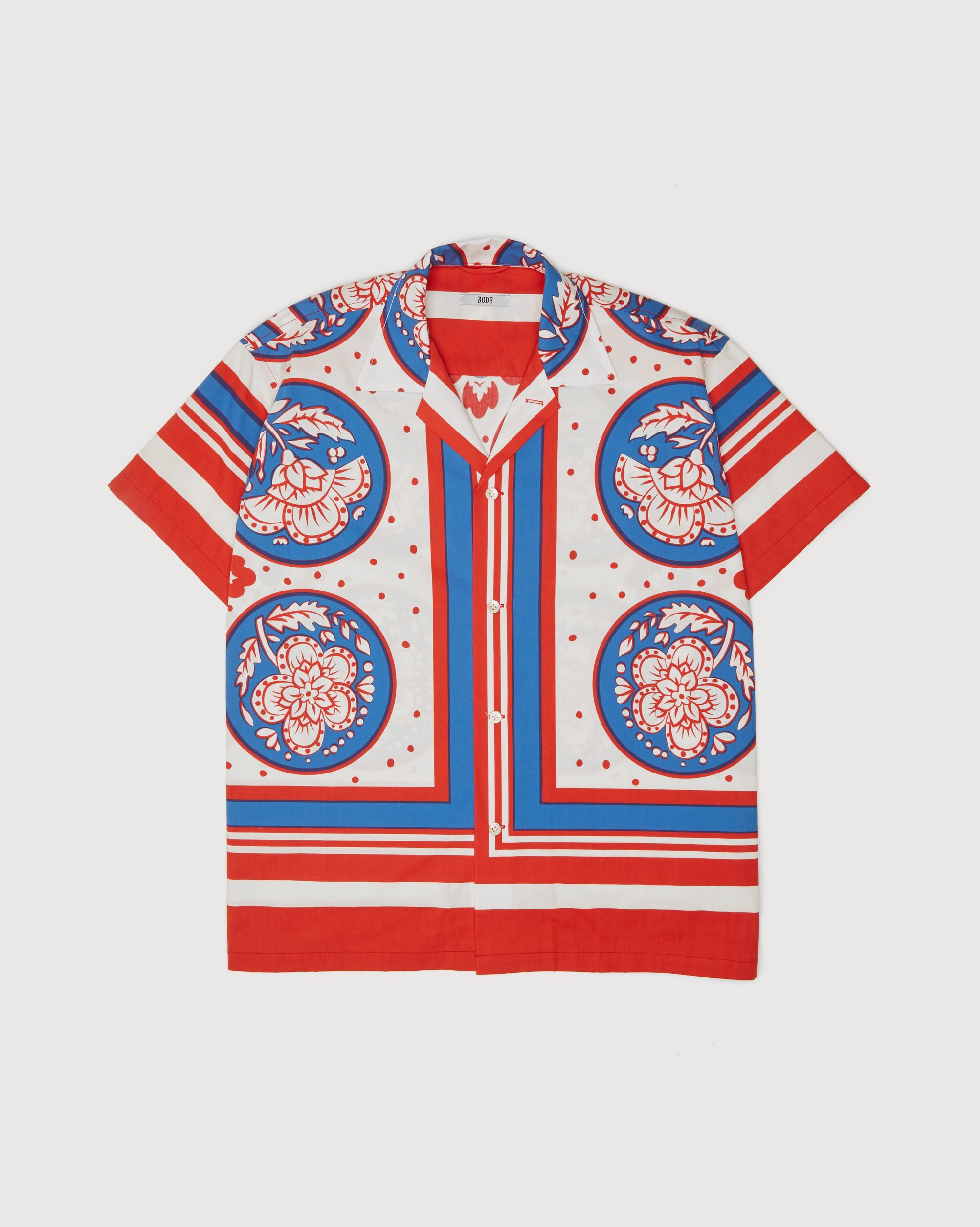Bode Oversized Block Print Shirt Blue Red Highsnobiety Shop