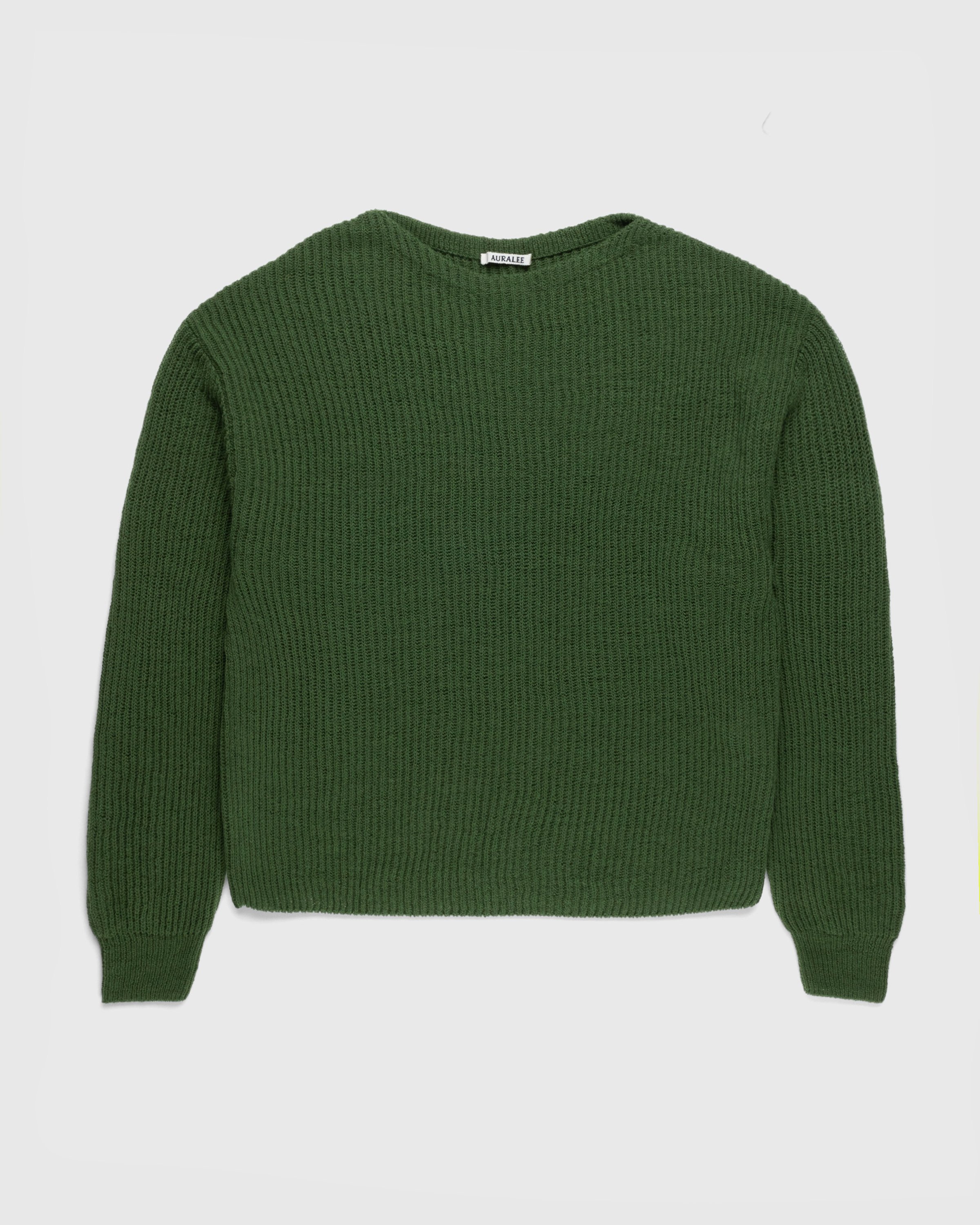 送料込 【美品】AURALLE Green HARD TWIST Twist WOOL Boat RIB KNIT ...