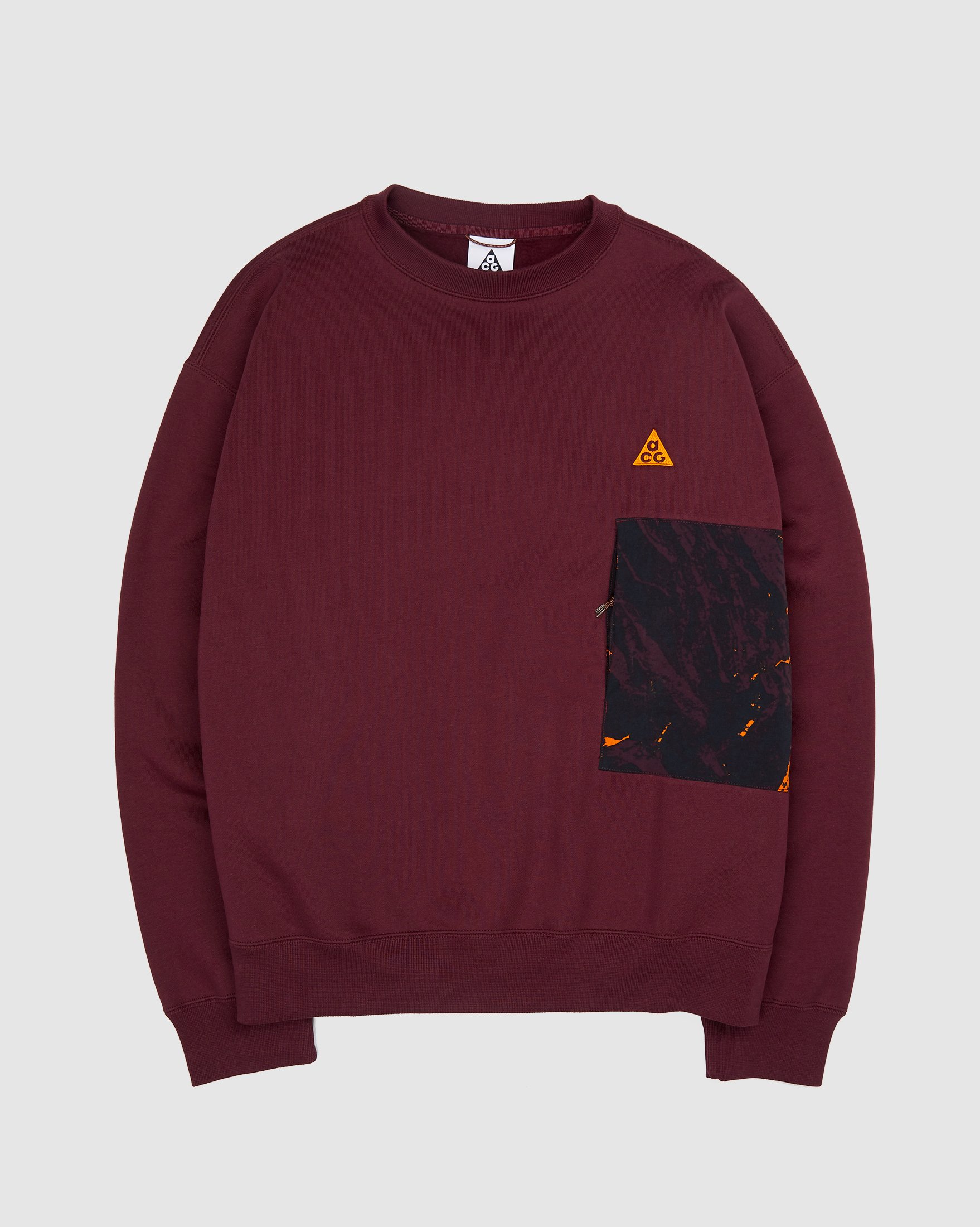 Nike ACG – Allover Print Crew Sweater Burgundy