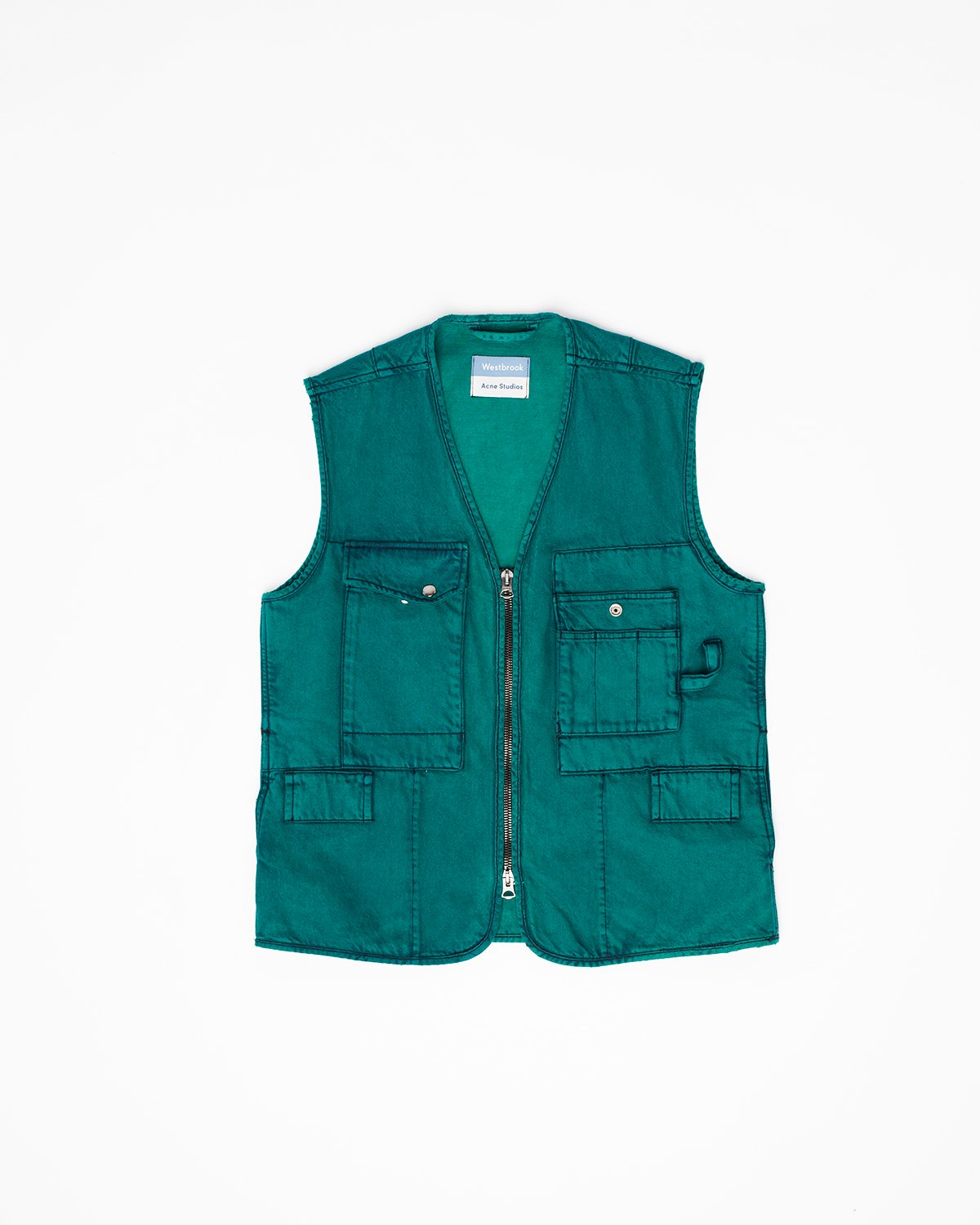 Oversized Denim Vest Overdyed Jade Green