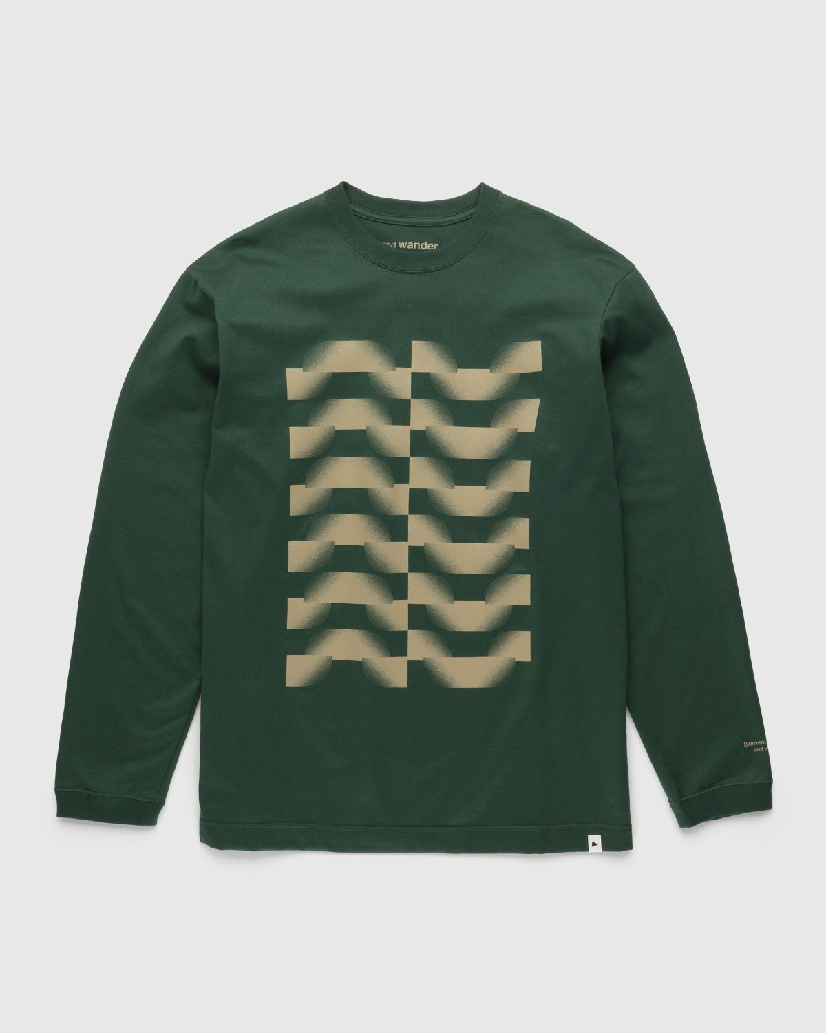 And Wander – Up Down Graphic LS Tee Green | Highsnobiety Shop