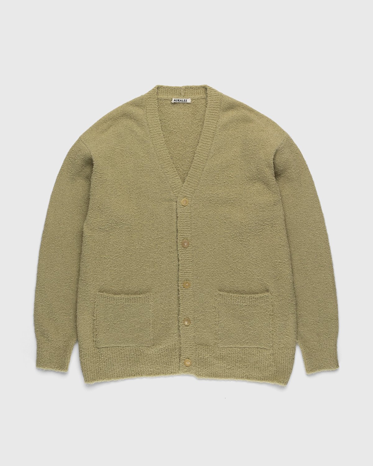 Auralee – Cotton Linen Shaggy Knit Cardigan Light Green | Highsnobiety Shop