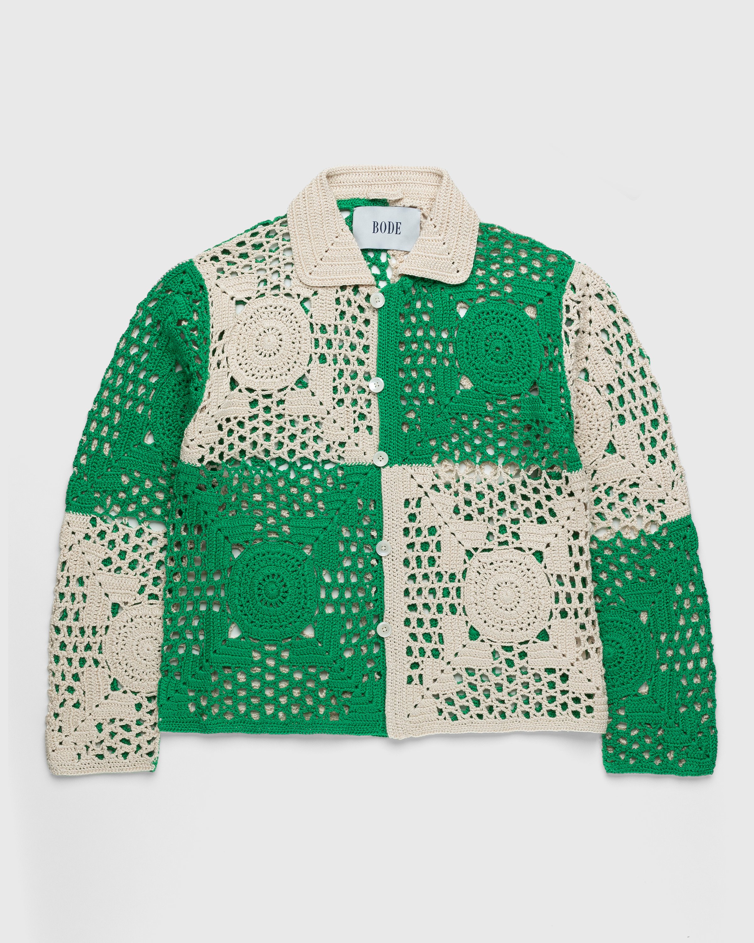 Bode – Duotone Crochet Overshirt Green | Highsnobiety Shop