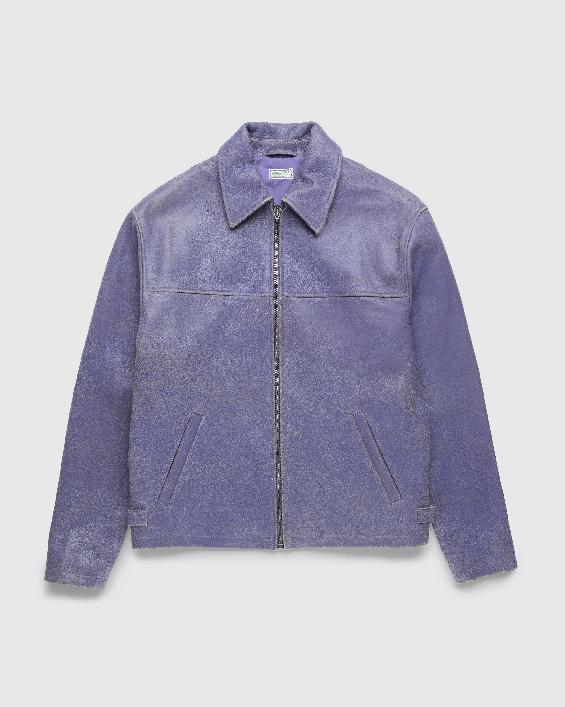 Guess USA – Crackle Leather Jacket Purple | Highsnobiety Shop