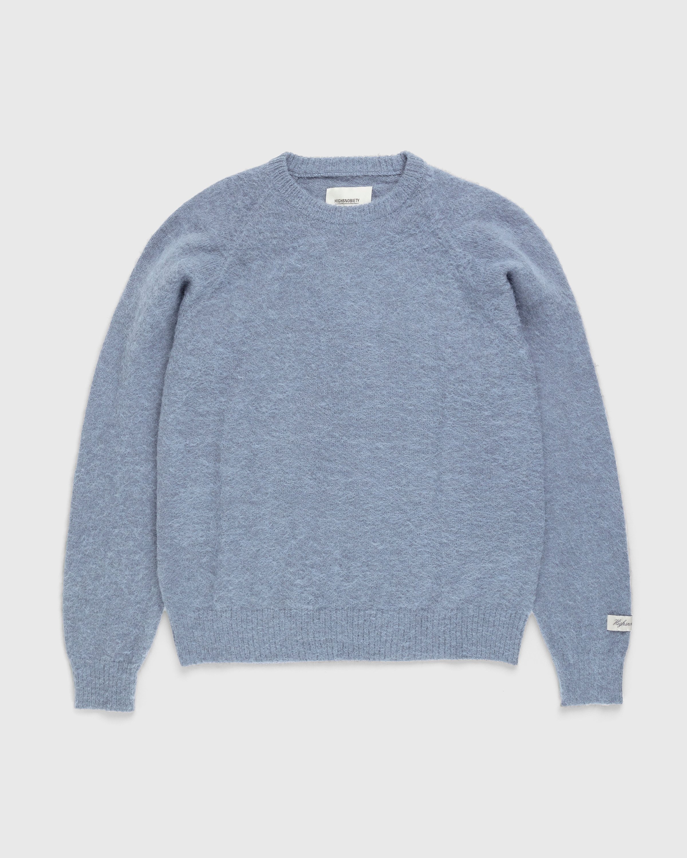 Blue and ecru Alpa sweater, V-neck printed sweater