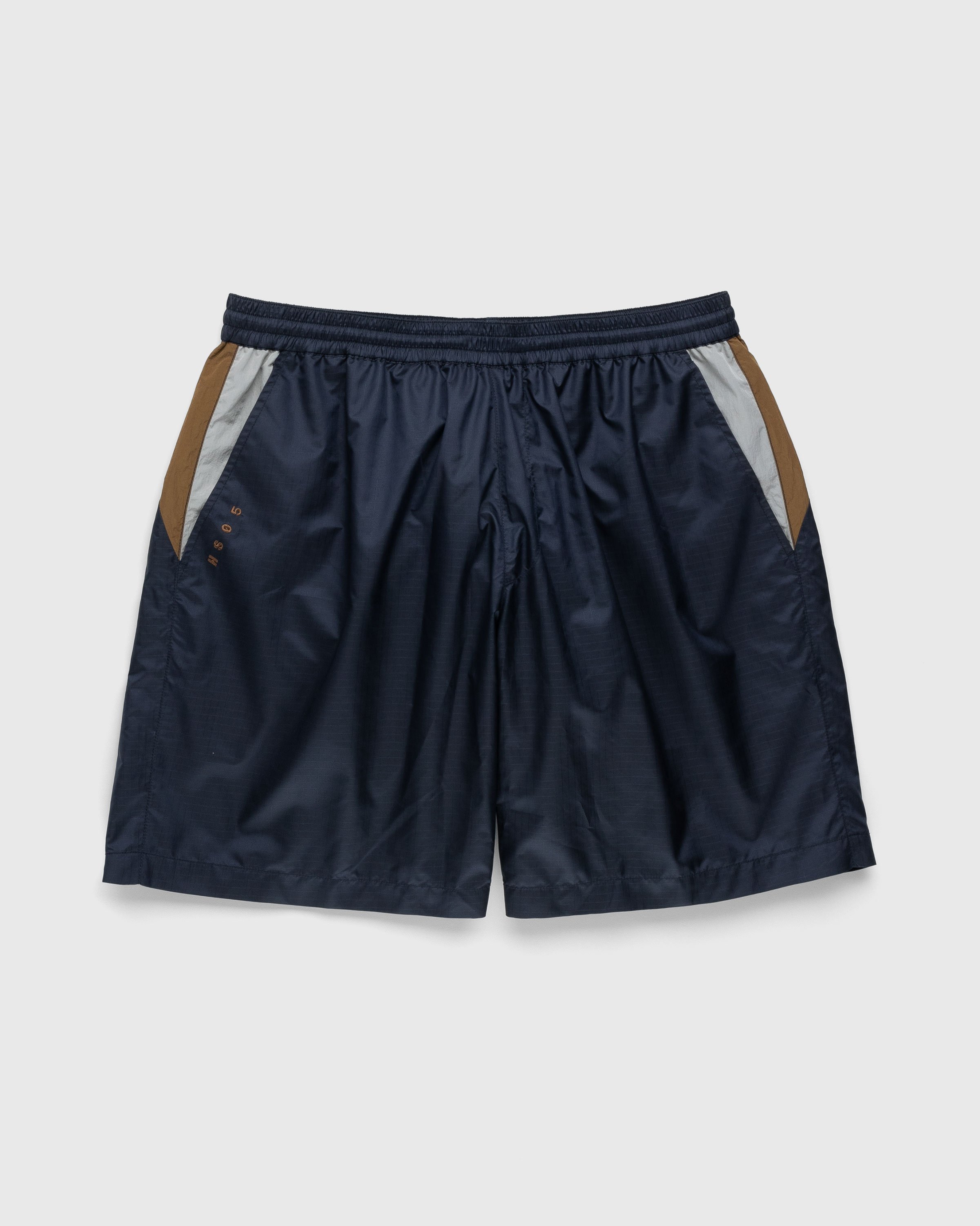 Highsnobiety – Mix Panel Nylon Shorts Navy/Brown | Highsnobiety Shop