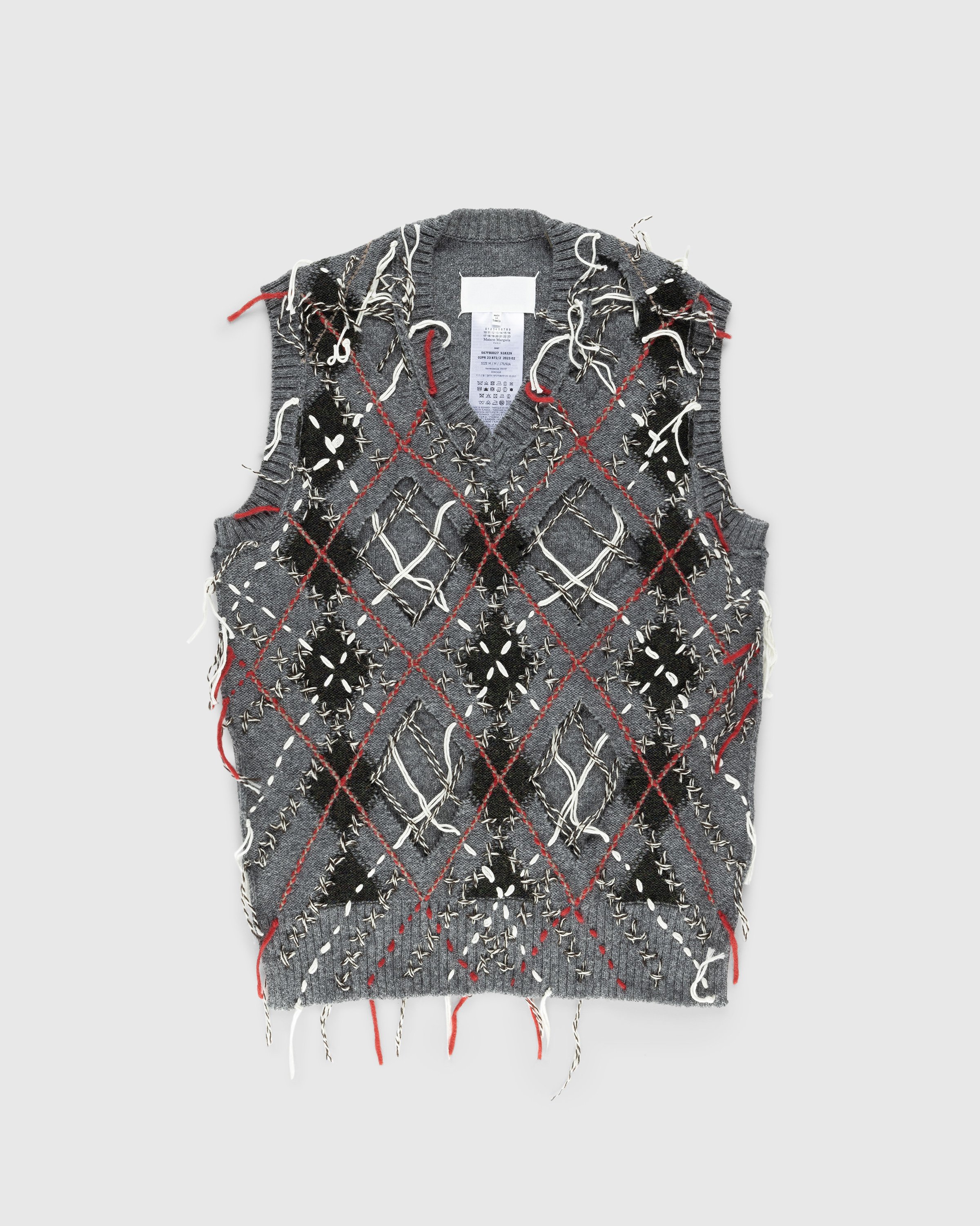 Argyle Cutout Wool Blend Sweater Vest in Brown - Maison Margiela