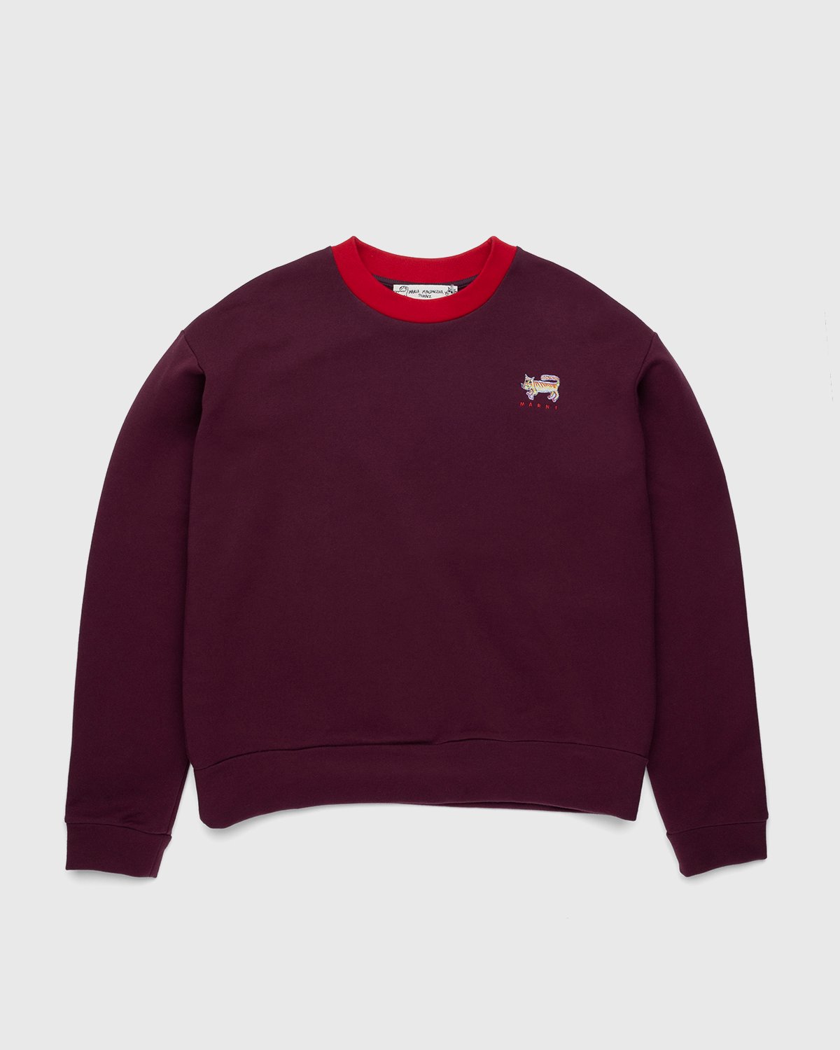 Marni – Logo-Embroidered Sweatshirt Burgundy | Highsnobiety Shop