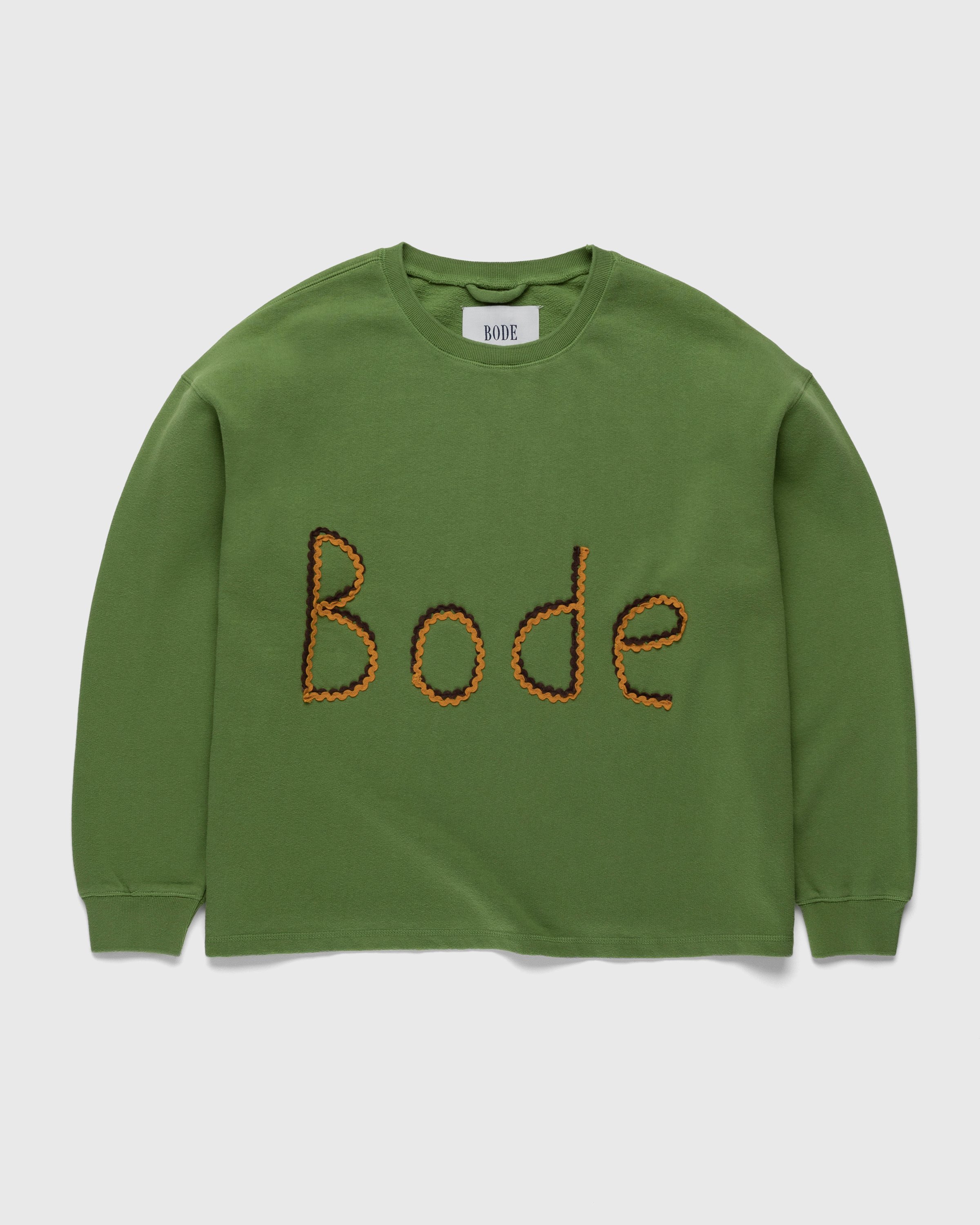 Bode Rickrack Logo Crewneck Green Highsnobiety Shop