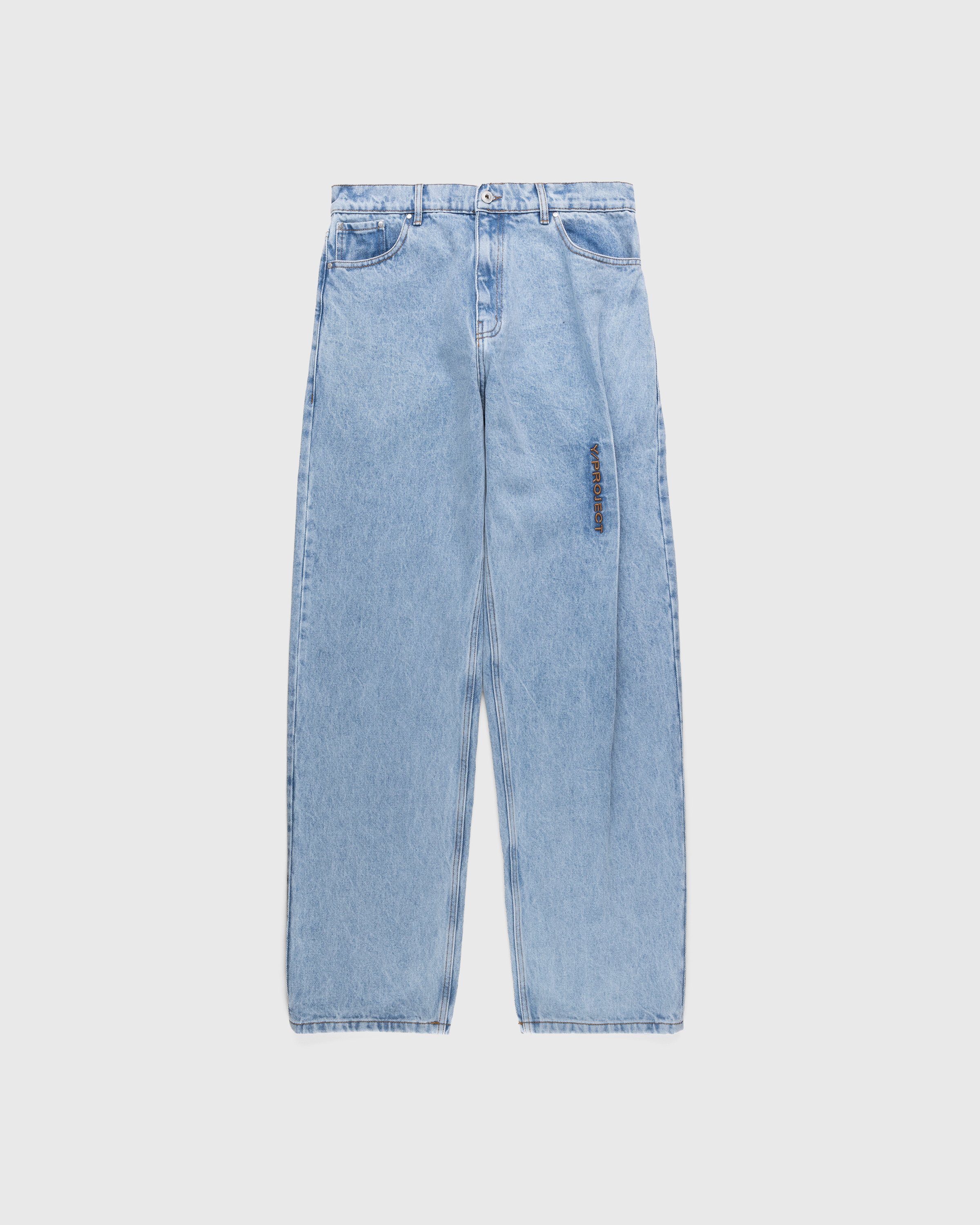 Y/Project – Pinched Logo Jeans Blue | Highsnobiety Shop